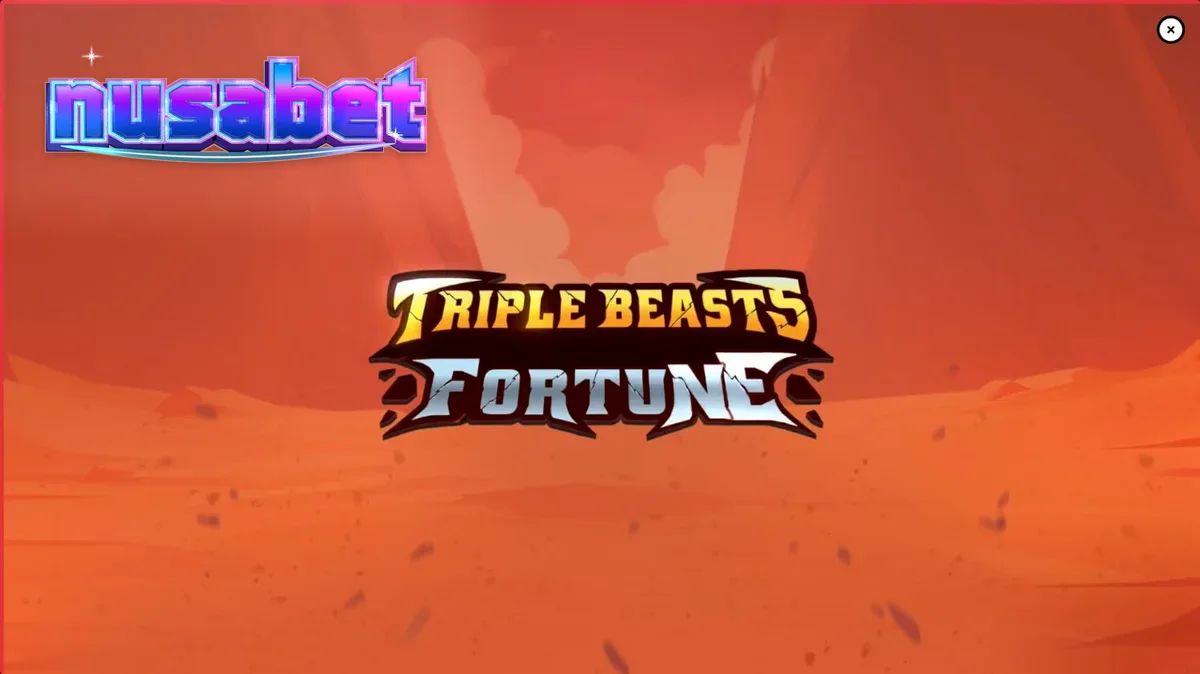 Tampilan visual slot Triple Beasts of Fortune dengan latar belakang ngarai dan simbol hewan totem.